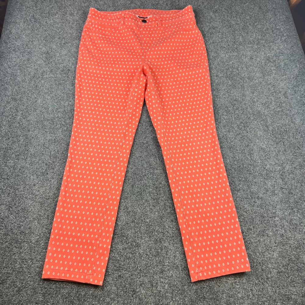 Geometric Print Stretch Ankle Pants Rafaella Comfort Coral‎ Women Size 10 30x26